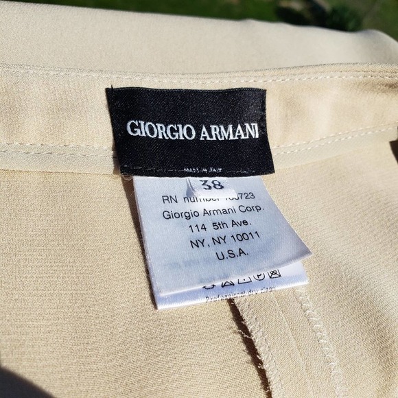 GIORGIO ARMANI Cream Pants Suit BARBIECORE Silk Blazer Borgo 21 Set Womens 8 - Picture 15 of 16